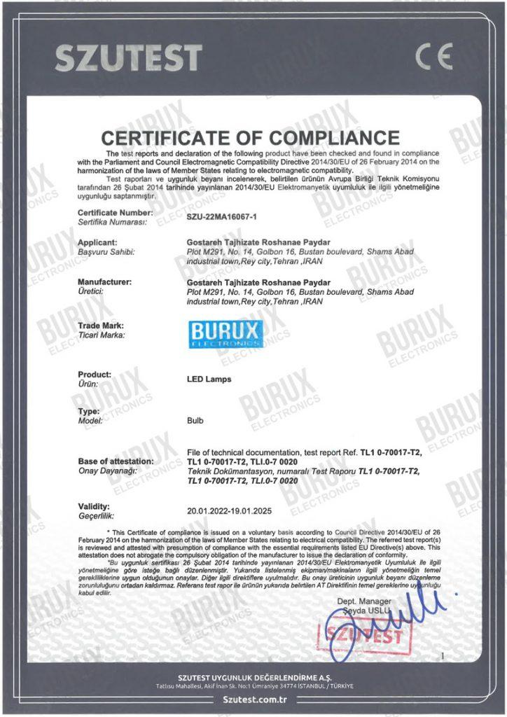 BURUX CE Certificate
